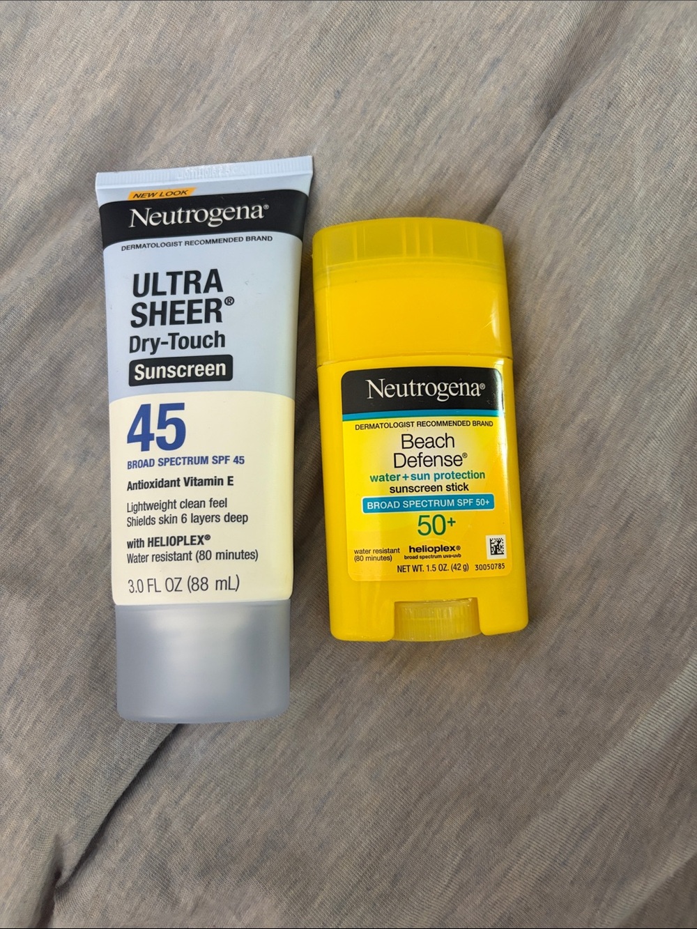 Neutrogena Ultra Sheer SPF 45 Dry-Touch Sunscreen Lotion and 50 beach defense